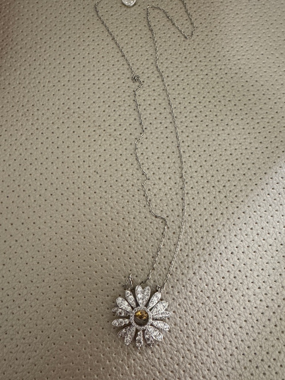 Authentic Swarovski Sterling Silver Daisy Pendant Necklace with Yellow Center